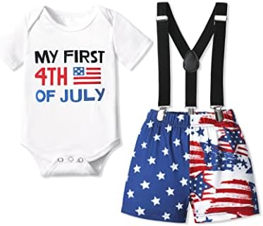 AGAPENG Kisfiú július 4. Felszerelés Az Első Újszülött Csecsemő Fiú Rövid Ujjú Nyári Játszó Amerikai Zászló Harisnyatartó Nadrág