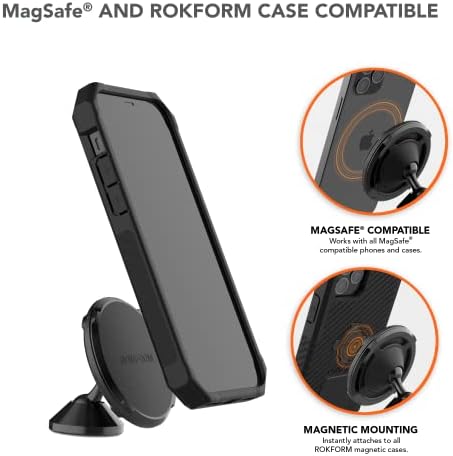 Rokform - iPhone 14 Pro Max Kettős Mágnes & MagSafe Kompatibilis Kristály Esetében + Mágnes, Kettős Forgó Dash-Hegy Telefon Csatlakoztatási