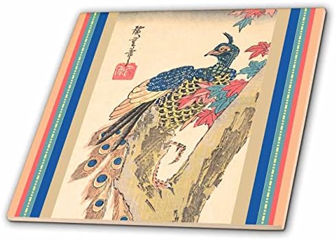 3dRose Japán Madarat, a Művészet Kék Páva a Fa Őszi Ősz, Juhar Levelek - Csempe (ct-371869-4)