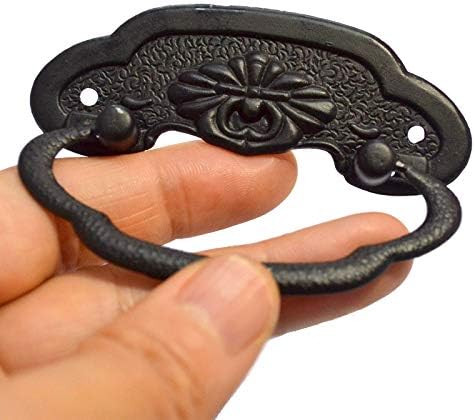 4 Db Fekete Gyűrű Fiókban Húzza Vintage Dekoratív Kezeli Antik Gombok, 2 Csavarral Bútor Fa Esetében Doboz Közepes Méret (Hossz:3, Magassága:1-1/4)