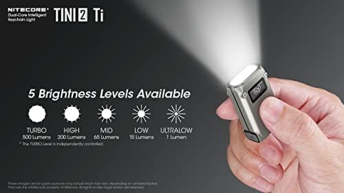 Nitecore TINI 2 Kulcstartó Zseblámpa, Titán 500 Lumen USB-C az Újratölthető Gyors Töltés Digitális Kijelző, illetve a LumenTac