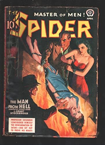 Pók 4/1940-Népszerű-A Férfiak A Pokolból-Bondage terror fedezze ábrázolja a Pók agyarait-hős cellulóz-G/VG