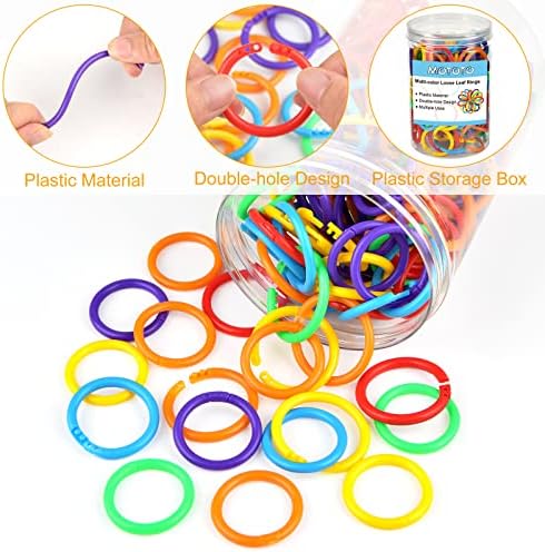 200 Darab Műanyag Laza Levél Gyűrű színes Binder Gyűrűk Hivatal Könyv a Gyűrűk egy Doboz, 1.1 Rugalmas Könyv Gyűrűk Scrapbook Kártyák