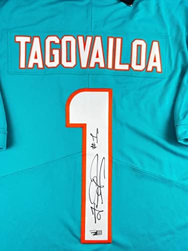 Tua Tagovailoa aláírt Mez Gőz Korlátozott Varrott NFL Labdarúgó-Miami Dolphins Autogramot COA