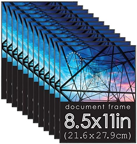 Standard Áruk Otthon Dekor 8.5x11 hüvelyk elöltöltős dokumentum keret, 12-csomag Fekete falra vagy asztalra, vízszintes, vagy