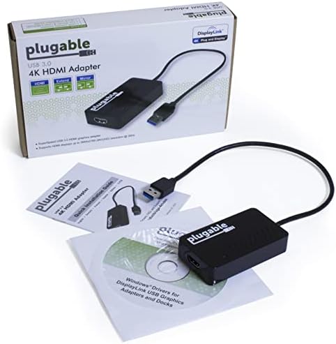 Plugable USB 3.0-HDMI 4K UHD Video Graphics Adapter többmonitoros akár 3840x2160 Támogatja a Windows 11, 10, 8.1, 7, Mac 10.14+