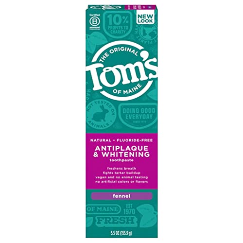 Tom a Maine - Természetes Fogkrém Antiplaque & Fogfehérítés Fluorid-Mentes Édeskömény - 5.5 oz.