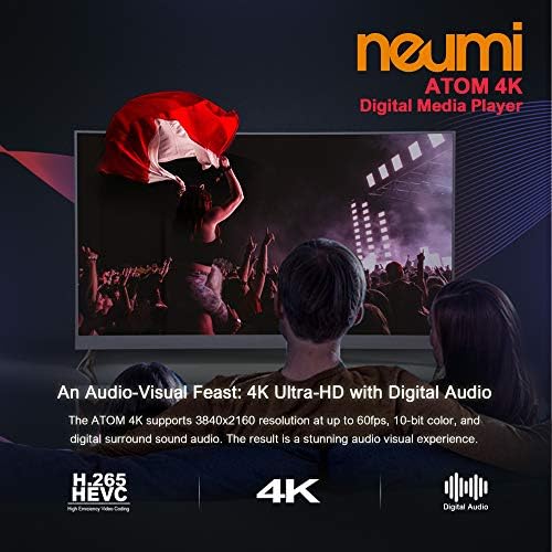 NEUMI Atom 4K Ultra-HD Digitális Média Lejátszó USB-Meghajtók, valamint az SD-Kártyák - Játszik a 4K/UHD 60fps Videók, HEVC/H. 265, HDMI,