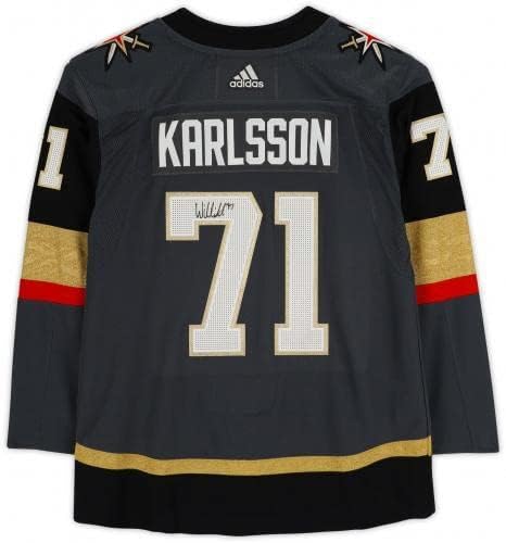 Keretes William Karlsson Vegas Arany Lovagok Dedikált Fekete Adidas Hiteles Jersey - Dedikált NHL-Mezek