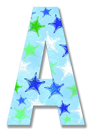 Stupell Otthon Dekor Kék Szomorú Csillagok, 18 cm-es Akasztós Fa Kezdeti, 12 x 0,5 x 18, Büszkén Made in USA