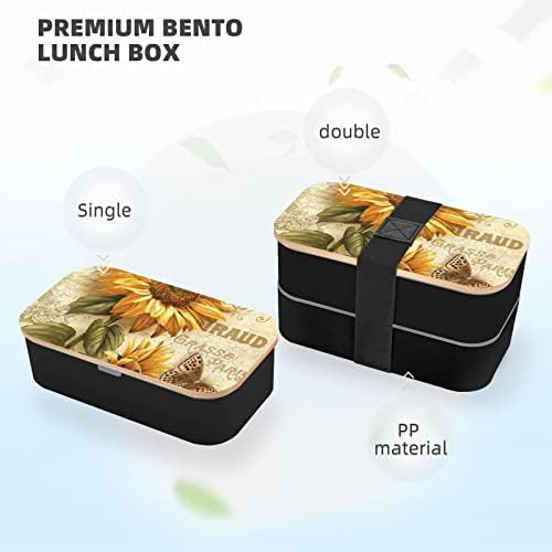Retro Napraforgó Ebéd Bento Box Korszerűsített Állítható Pánt,Összerakható Újrafelhasználható Szivárgásmentes Élelmiszer-Tartály,
