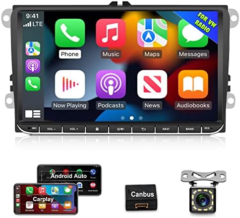 9 hüvelykes Android autórádió VW Passat Jetta Ülés Golf Skoda Polo Touran, [1G+16GB] érintőképernyő Volkswagen Sztereó Vezetékes&Vezeték