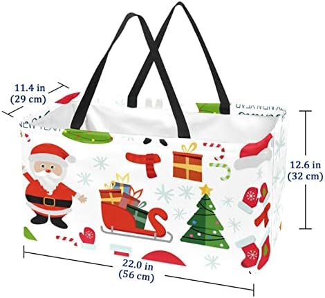 Újrafelhasználható Bevásárló Kosár Boldog Karácsonyt, S Boldog Új Évet Hordozható Összecsukható Piknik Táskák Szennyes Kosár