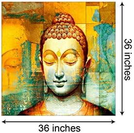 999Store keret nélküli Buddha Backgrou & Sárga & Ég Kék Wall Art Festmény( Canvas_24X24 Hüvelyk) LP3636001
