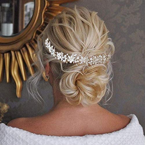 Unicra Menyasszony Virág Esküvői Haj Szőlő Ezüst Kristály Menyasszonyi Haj Darab Levél Haj Kiegészítők Nők, Lányok