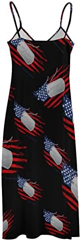 Hazafi USA Zászló Női Spagetti Pánt Ruha Hinta Fekete nyári ruháknak Tengerparti Nyaralás Érettségi