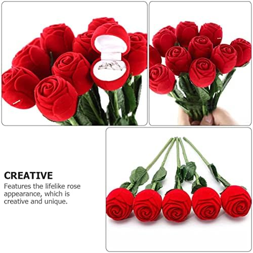 NUOBESTY Ékszer Ajándék Dobozok Medált díszdobozban 3pcs Rózsa Gyűrű Doboz rose eljegyzési gyűrű doboz virág gyűrű doboz rózsa