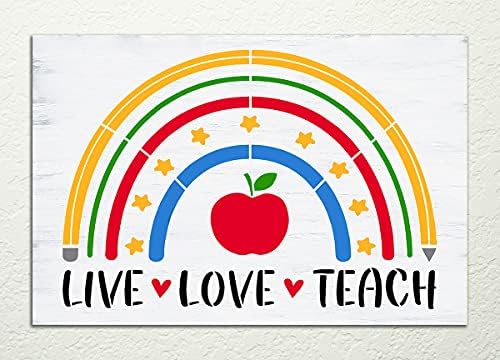 Élni, Szeretni Tanítani Stencil által StudioR12 | Kézműves DIY Tanár lakberendezés | Festék Osztályteremben Fa Alá | Újrafelhasználható