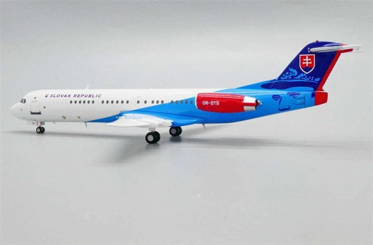 JCWINGS Szlovák Kormány Repülő Szolgáltatás Fokker 100-OM-BYB állvánnyal Limited Edition 1/200 FRÖCCSÖNTÖTT Repülőgép Előre elkészített Modell