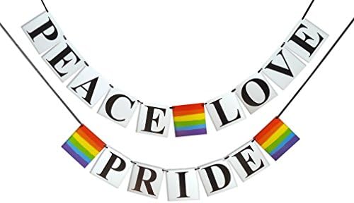 Béke, Szeretet, Büszkeség Banner - Meleg Büszkeség Zászló Témájú, Szivárvány Színű - Meleg, Leszbikus, LMBT Party Dekoráció