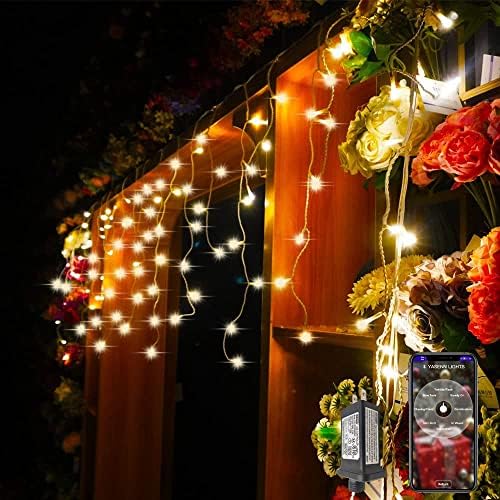 YASENN Bluetooth ALKALMAZÁS Jégcsap LED Lámpák Karácsonyi String Fény Jégcsap Stílusú, 300 LED-30ft Tündér Fények 60 Csepp Jégcsap