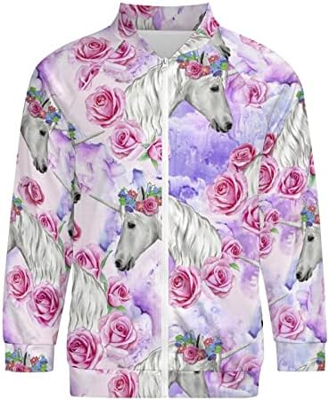 Unikornis Rózsaszín Rózsa Unisex Raglan Kabát, Cipzáras Elülső Pulóver Sleeve Jó Kabát Ruha Kabát Alkalmi Outwear