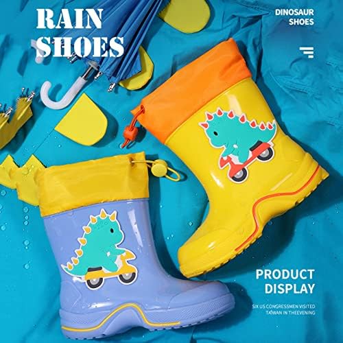 Klasszikus Dinoszaurusz Gyermekek Rainboots PVC Gumi Gyermekek Víz, Cipő, Polár Vízhatlan Csizmát Arany Cipő Lányoknak
