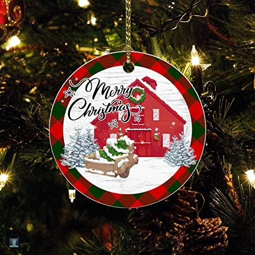 MerryXmas Karácsonyfa Ornaments2022 Karácsonyfa Teherautó Snowmans Hópelyhek Ünnep Karácsonyfa Dekoráció Két Oldalra Nyomtatott 3 Lapos