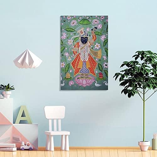 BLUDUG Shreenathji Pichwai Indián népművészet Poszter (3) Vászon Festmény, Poszterek, Nyomatok, Wall Art Képek Nappali, Hálószoba