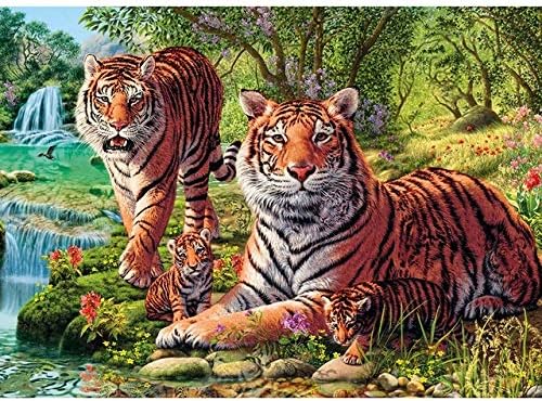 QGHZSCS Fess a Számok Digitális Festmény Állatok Jelenet DIY Festmény Tigris Kép A4(40X50Cm keret nélküli)