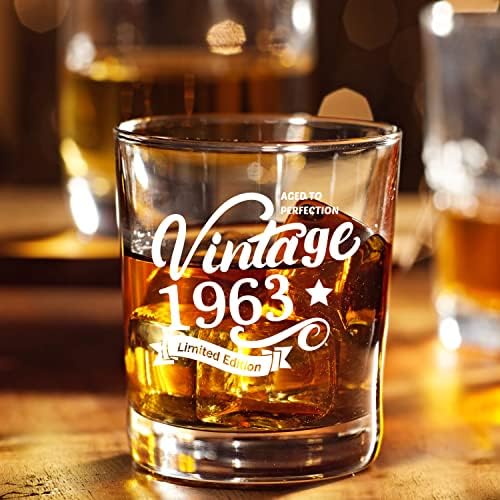 Régi Szemüveg-1963-Vintage 1963 Régi idők Információk 10.25 oz Whiskyt Jéggel Üveg-60-ik Születésnapját korban - 60 Éves Ajándékok Bourbon