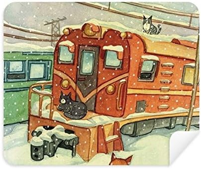 Miaoji Festmény Macska Téli Hó Vonat tisztítókendővel Képernyő Tisztító 2db Velúr Szövet
