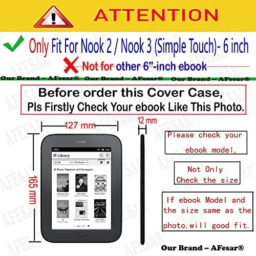 AFesar a Barnes & Noble Nook Simple Touch eBook Olvasó GlowLight tok, Folio Prémium PU Bőr Zseb Fedezni Zug 2 (Modell:BNRV300)/