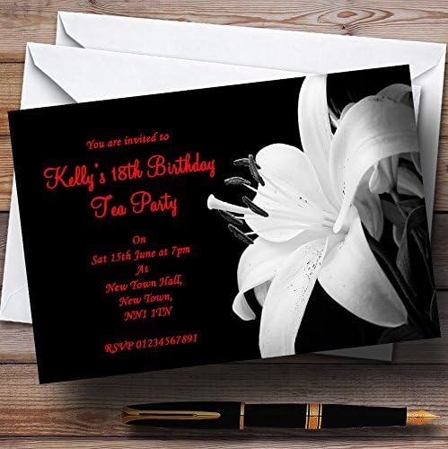 A Kártya Állatkert Lenyűgöző Lily Virág Fekete Fehér Piros Személyre Szóló Meghívókat