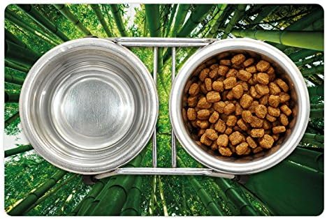 Lunarable Természet Pet-Mat Élelmiszer, Víz, Felfelé Bambusz Szárak a Dzsungel, Esőerdő Egzotikus Fa, Erdei Árnyak Kép, Csúszásmentes
