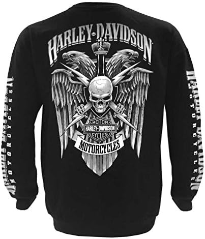 Harley-Davidson Férfi Villám Címer Polár Pulóver Pulcsi, Fekete