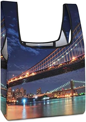 New York-i Brooklyn-Híd Hold Összecsukható Bevásárló Táskák Újrafelhasználható Bevásárló Táska Összecsukható a Csatolt Tok