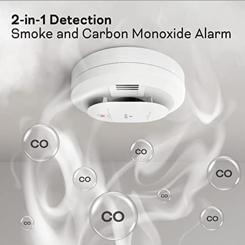 Kidde Vezetékes Füst & Szén-Monoxid Érzékelő, AA Akkumulátor Tartalék, Interconnectable, LED-es jelzőlámpa Mutatók, 2 Csomag