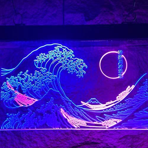 A Nagy Hullám Le Kanagawa neonreklám Fali Dekoráció, Kézzel készített Japán Hullám LED Alá a Hálószobában Otthon, Bár Garázs