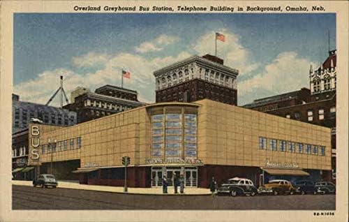 Overland Greyhound Busz Állomás Omaha, Nebraska NE az Eredeti, Antik Képeslap
