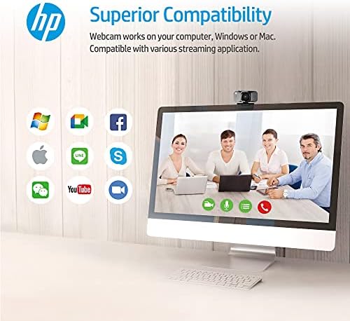 HP W500 Webkamera, 1080P Full HD, Intelligens zajcsökkentés, UVC Plug and Play, a Kamera Adatvédelmi Borító, Széles Látószög Élő Streaming/Konferencia/Online