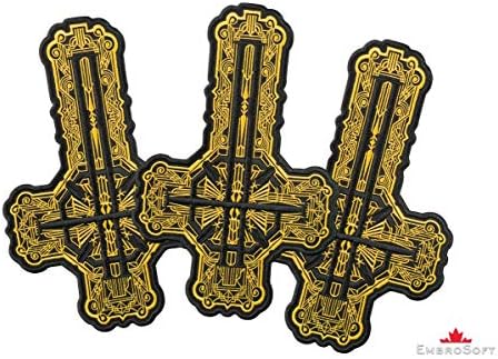 Szellem Együttes Grucifix Cross Tapasz Arany Minta - Papa Nyugalmazott Hímzett Vas-a Tapasz - a Heavy Metal Hímzett Embléma–,