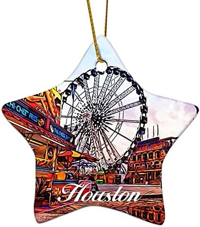 3 Inch Városkép Houston Idézet OrnamentsStarChristmas Díszek a Gyerekek, Fiúk, Lányok Lógó Díszek a karácsonyfa Dekoráció Karácsonyi