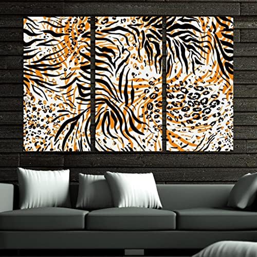 A Wall Art a nappaliban, olajfestmény, Vászon, Nagy Bekeretezett Tigris Bőr Zökkenőmentes Minta Mű Haza Hálószoba Decor 24x48