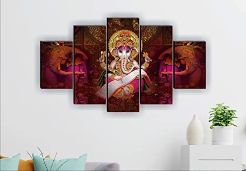 SAF Készlet 5 Ganesha Vallási modern művészet Haza dekoratív falfestés 30 inch x 18 cm-es PNLS32212