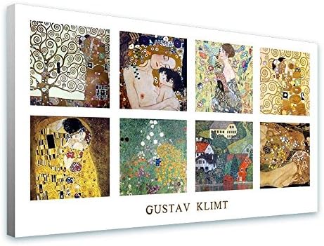 Alonline Art - Kollázs 2 az Élet Fája A Csók Gustav Klimt | Keretbe Feszített Vászon egy Kész Lógni Keret - Pamut - Galéria Csomagolt
