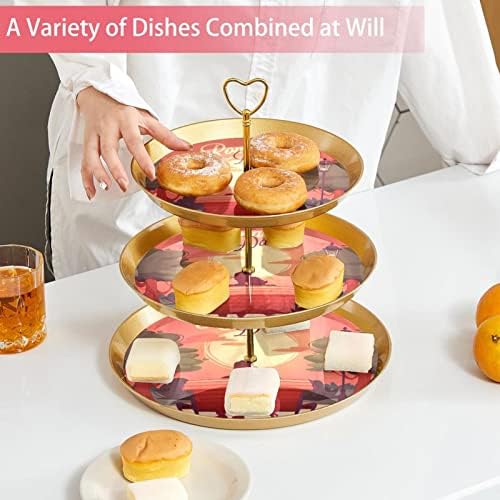 3-rétegű Muffin Állvány Fiatal Pár Romantikus Randi Fél az Élelmiszer Szerver Kijelző Állni, Gyümölcs, Desszert Tányér Díszítő Esküvői,