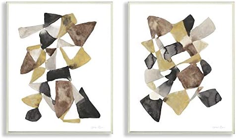 Stupell Iparágak Absztrakt Fekete-Arany Barna Alakú Design által Tervezett Jennifer Goldberger Művészet, 2db, Egyenként 10 x 15, Falon