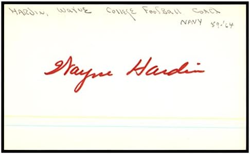 Wayne Hardin Aláírt Index Kártya 3x5 Dedikált Haditengerészet Templom CFHOF 87530 - Főiskolai Vágott Aláírás