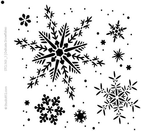 Hópelyhek Stencil által StudioR12 | Finom Téli Hó Art - Újrafelhasználható Mylar Sablon | Festmény, Kréta, Vegyes technika | Használja